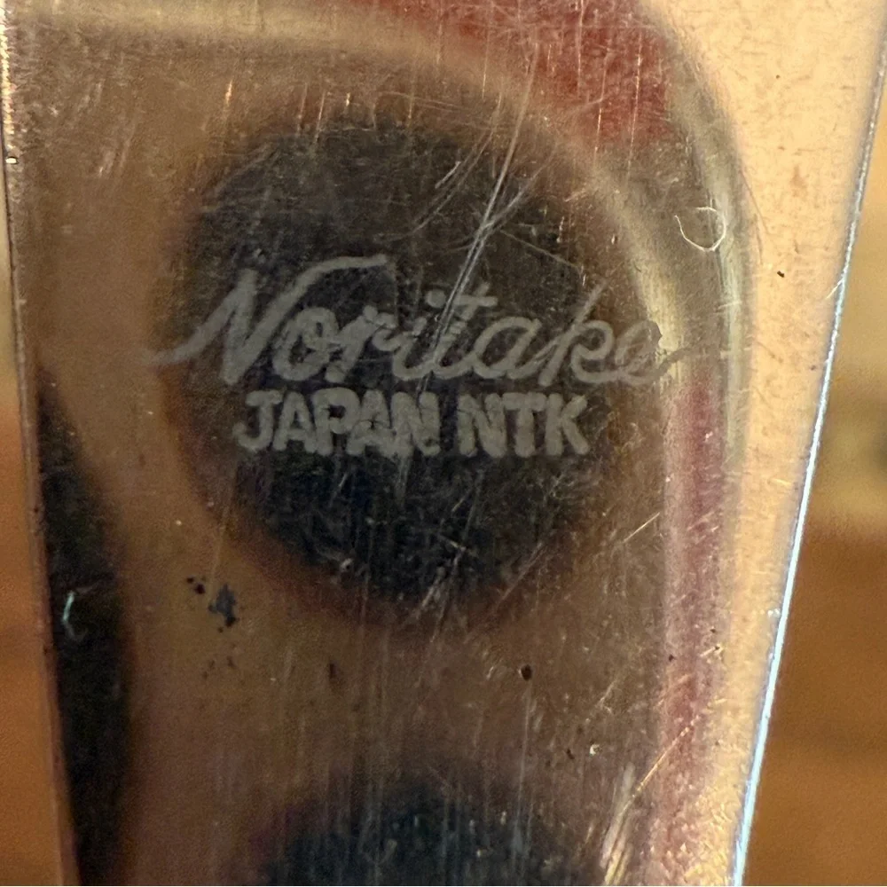 Noritake Japan Stainless Black Accent DINNER KNIFE 8” Unique‎ Art Deco Vintage
